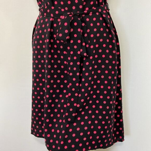 Divided by H&M Dress Black With Pink Polka Dots Matching Belt NWOT Sz 8 - Picture 4 of 8